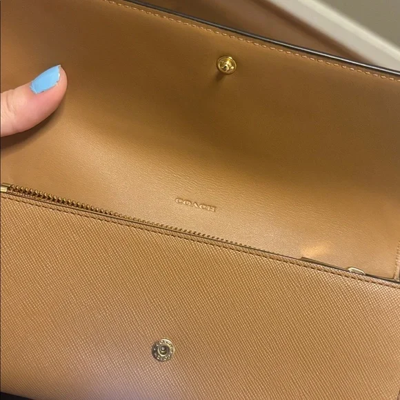 COACH Saffiano leather continental flap wallet toffee - Picture 4 of 5